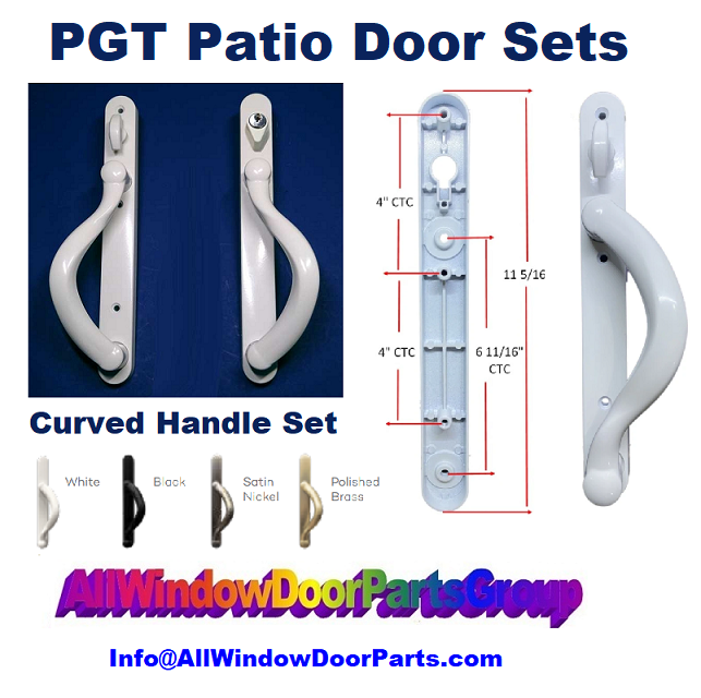 Pgt Sliding Patio Door Curved Handle Set White No Key Lock All